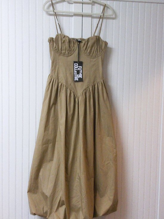 Future Collective Dresses & Skirts - NEW Cotton Corset Dress XS Future Collective Beige/Sand New With Tags